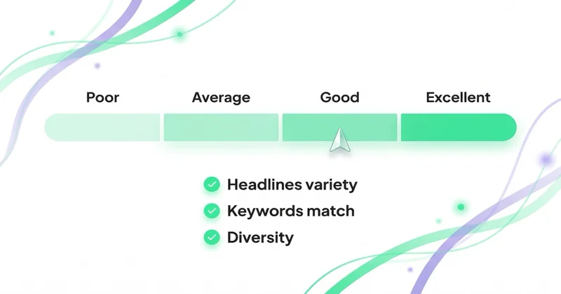 Ad Strength gauge: Poor → Average → Good → Excellent z kontrybutorami