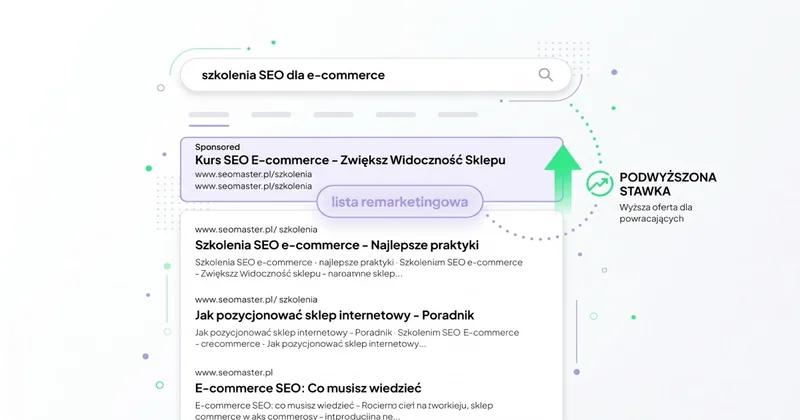 Mechanika RLSA: powracający użytkownik z listy remarketingowej + wyższy bid