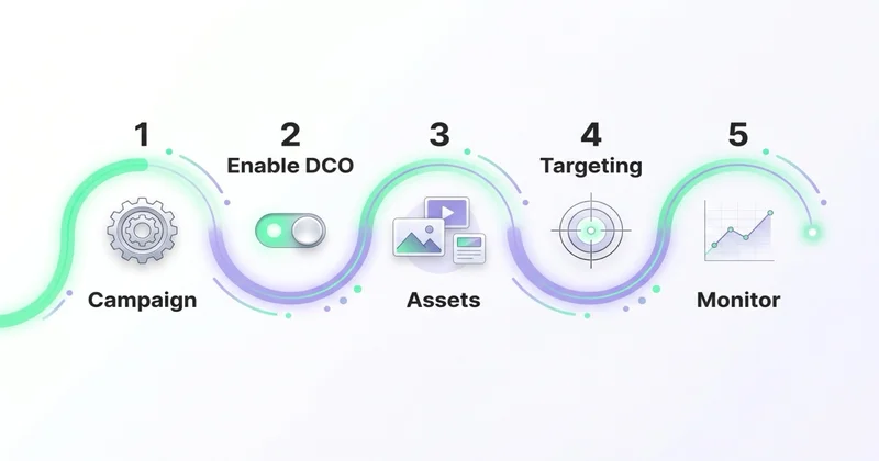 Setup DCO 5 kroków: Campaign → Enable DCO → Assets → Targeting → Monitor